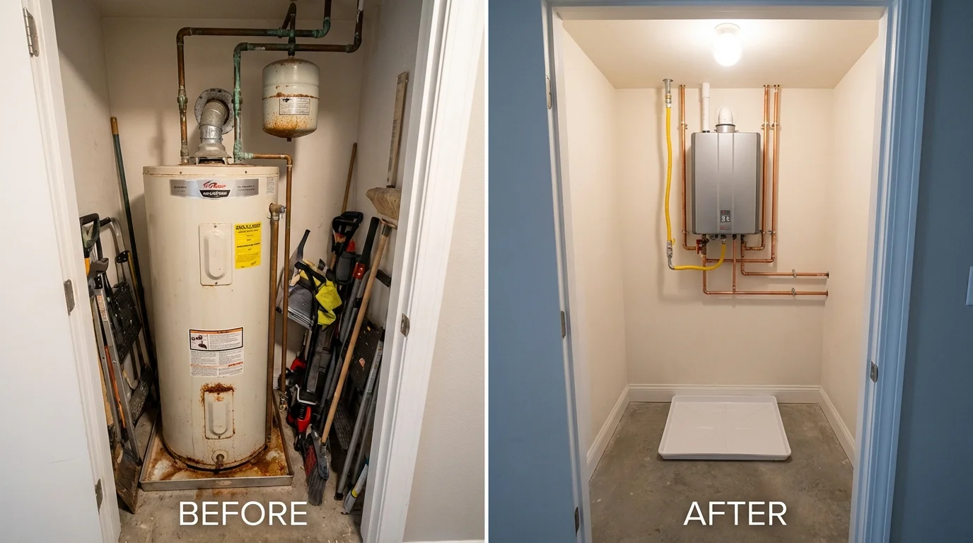 Tank water heater versus wall-mounted tankless unit comparison for Halls, TN homeowners